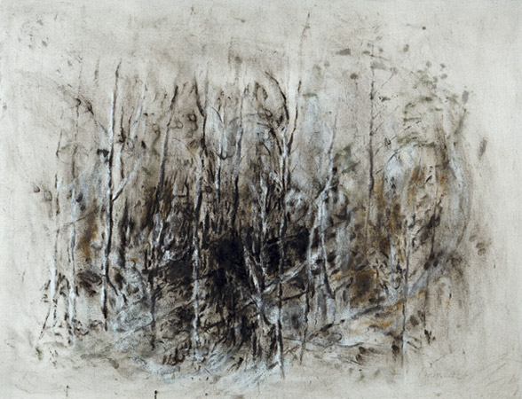 Arbres. Trees / Colle et pigments sur toile. Glue and pigments on canvas. 89x116cm. 2001